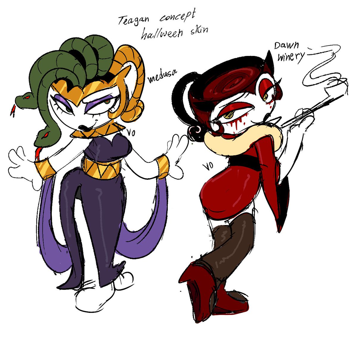 v0idoll's tweet photo. Idk which Teagan I like more.. 
#dandysworldart #toonsfright  I’ll def keep one for my au and the other as a Halloween skin concept https://t.co/AFFJZ1X30O