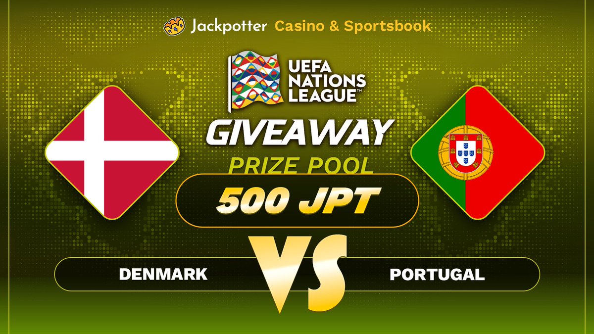 jackpotterCOM's tweet photo. 🎉 UEFA Nations League Giveaway -  Denmark VS Portugal

Which team will win the match ❓

💬 Comment with your  prediction + Jackpotter Username and ETH wallet address below to enter!

🎁 Prize Pool: 500 JPT

🏆 Winners : 5 lucky winners will each get 100 JPT! https://t.co/ZfBo0wFn8o