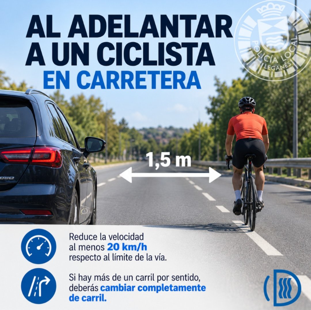 policia_leganes's tweet photo. 🚗 Seguimos repasando los cambios que llegan a nuestras carreteras. 

Hoy, una nueva norma que conviene conocer. 👇

#PolicíaLocaldeLeganés https://t.co/UEbuZx9OPB