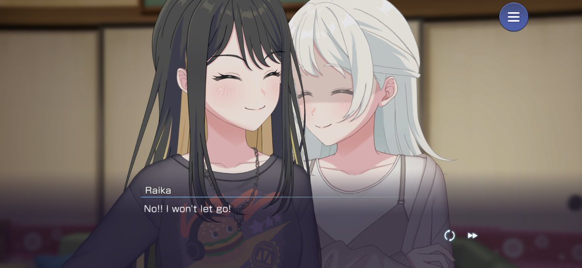 yurilovwr's tweet photo. woah i genuinely didnt expect raika and miku to be this lesbian like im not even gonna be shocked if their future event has them accidentally kissing https://t.co/fXBBU3tTZY