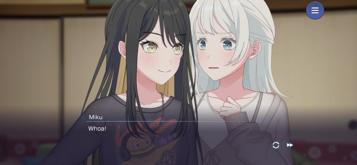 yurilovwr's tweet photo. woah i genuinely didnt expect raika and miku to be this lesbian like im not even gonna be shocked if their future event has them accidentally kissing https://t.co/fXBBU3tTZY