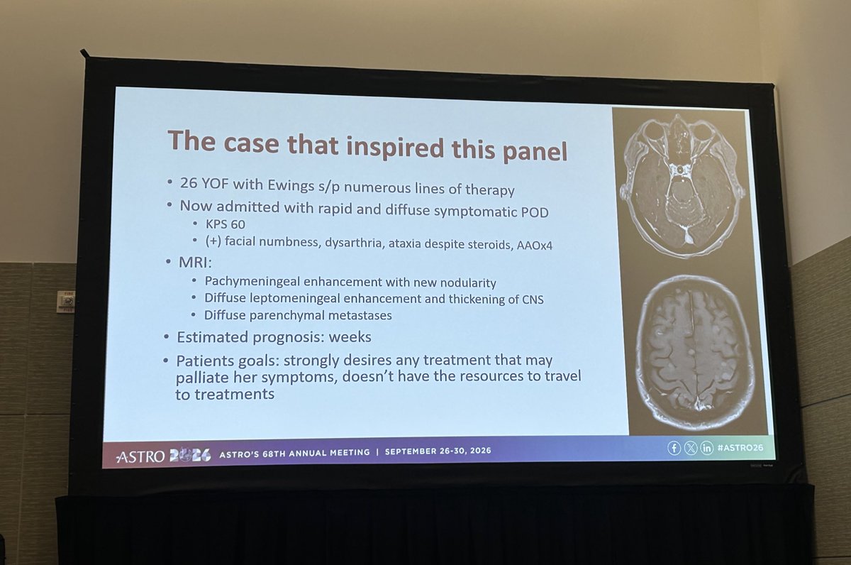 MoffittNews's tweet photo. Live from #ASTRO26: Emily Keit, MD (@Emily_R_Keit), moderates an education session on managing CNS metastases in critically ill patients, covering abbreviated whole-brain radiotherapy and SRS for dominant lesions in patients with poor performance status. #MoffittASTRO26 https://t.co/jdnp9nxQav