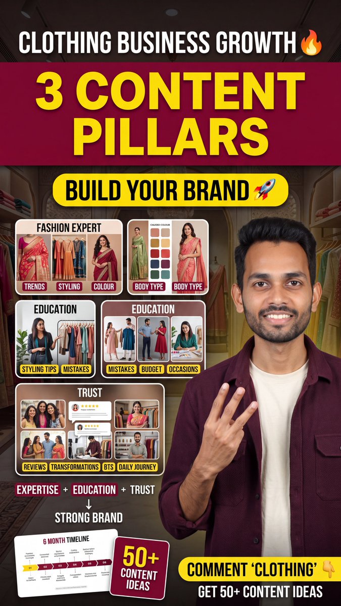 proroles's tweet photo. 👗"3 Content Pillars To Grow Your Clothing Business! 📈

👉 Follow us for more updates: @proroles.digital
📞 Contact us: +91 90636 85566
🌐 Website: https://t.co/IbR4kbhI9M
📩 Email: prorolesdigital@gmail.com https://t.co/qeJB1movvE