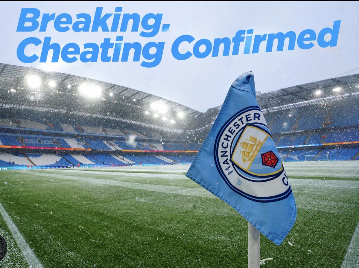 GaUnited78's tweet photo. The Premier league have confirmed the guilty verdict on 114 charges. 

City will do everything to somehow worm their way out of these charges.  We are likely to see every trick in the book to prolong the outcome or escape punishment. https://t.co/TWIdhLIwe5