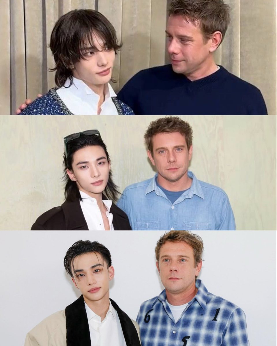 evgmonn's tweet photo. HYUNJIN WITH JONATHAN ANDERSON🤍

this is the third fashion show dior invited hyunjin to in the last 8 months.. 8 months & 3 shows is insane! dior loves him fr 🖤

jan 21, 2026 - DiorWinter26 (menswear)
march 3, 2026 - DiorAW26 (womenswear)
sep 29, 2026 - DiorSummer26 (womenswear)

#DiorSummer27_HYUNJIN