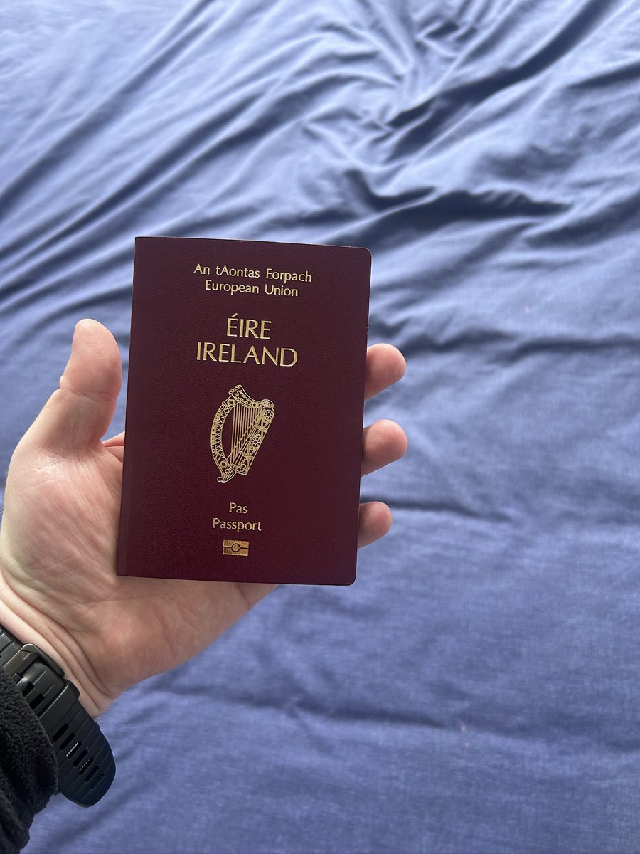 PaddyDontStart's tweet photo. I got my first adult Irish passport! Who am I visiting first? 👀 https://t.co/7TrTSBDk3I