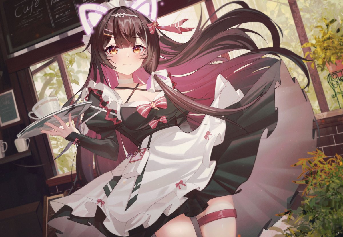 qdooby's tweet photo. raki maid🎀! she's really cute and hardworking ... I've been watching her for a long time now #Rakillust https://t.co/19N7wT58Lk