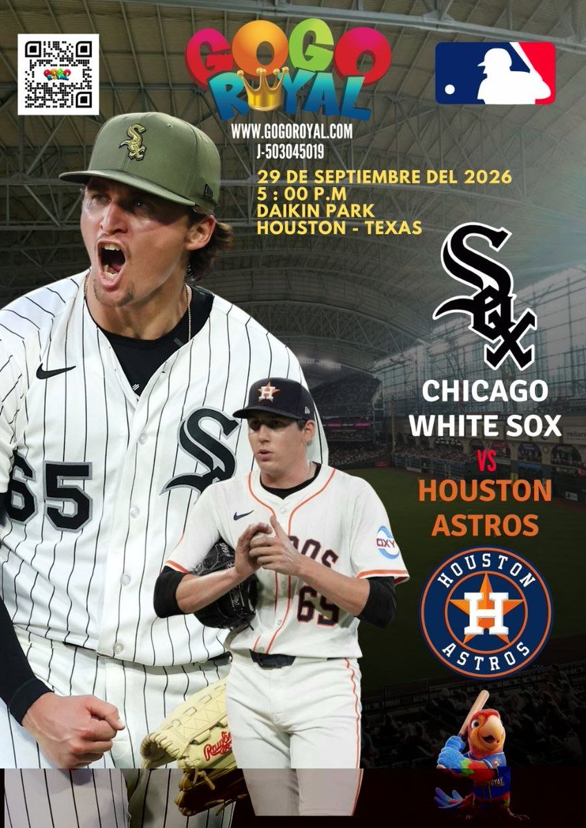 CIENCIAHIPICATV's tweet photo. En Nombre De https://t.co/AkIuDdgOfK Los Invitamos a Ver, Jugar y Disfrutar Del Partido De Béisbol De La MLB Entre Chicago White Sox Vs Astros De Houston Hoy Martes 29 De Septiembre Del 2026 a Las 05:00 P.M.
#GOGOROYAL 
#GOGOROYAL.COM 
.@MLB 
.@MLBNetwork 
.@MLBONFOX https://t.co/lmOWDkcsdF
