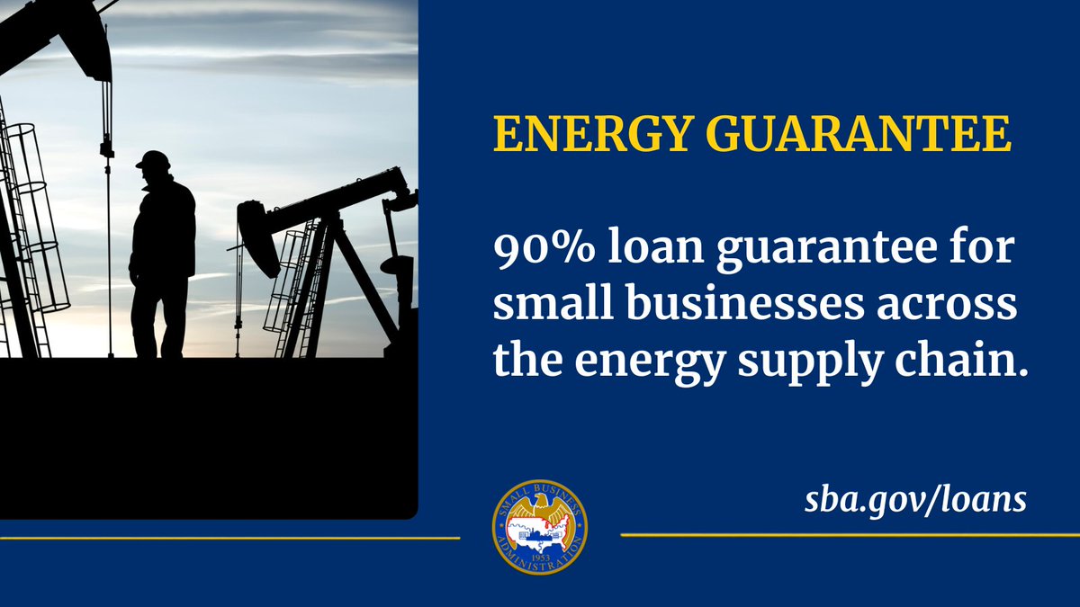 SBAgreatplains's tweet photo. Need capital for your energy biz? ⚡ A 90% loan guarantee is available for small businesses across the energy supply chain! Get matched with a lender in Great Plains Region today: https://t.co/jlKmfJ7fBM #MidwestSmallBiz #HeartlandEntrepreneurs https://t.co/u3GlG5jY3f