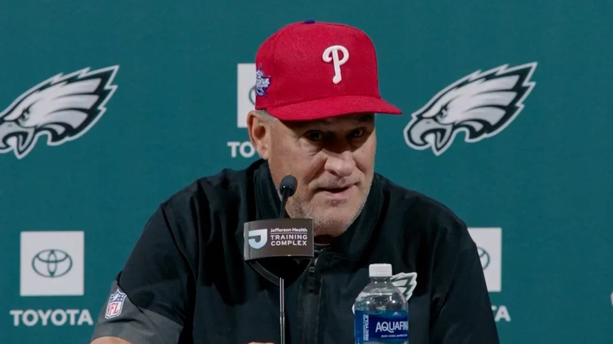 BrendenDeeg_'s tweet photo. Inspired by a Reddit thread, I gathered some stats on how Vic Fangio's defenses from 2023 to the present day have fared from before the Phillies were eliminated from the playoffs to after:

Before: 

EPA/drive: -0.41
Yards per play: 5.5
Success rate: 54.07%

After: 

EPA/drive: 0.59
Yards per play: 4.71
Success rate: 58.01%

For context, here's how those stats would've ranked among all teams in 2025:

Before:

EPA/drive: 28th
Yards per play: 21st
Success rate: 17th

After: 

EPA/drive: 4th
Yards per play: 3rd
Success rate: 4th