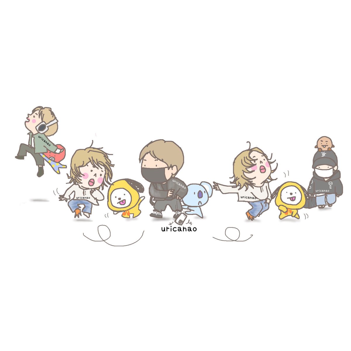 junguccivliton7's tweet photo. 🐥🕺
🐨✈︎
🐻🎧
🐱✈︎

#情報mix
#RM 
#SUGA
#JIMIN
#V
#TAEHYUNGxNOTHING
#VxNOTHING

illustrated byうり　@junguccivliton7 https://t.co/bKeQbOK7b1