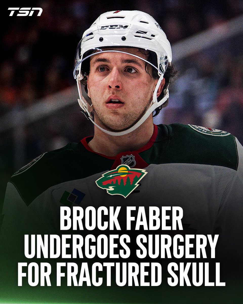 TSN_Sports's tweet photo. Wild defenceman Brock Faber underwent surgery to repair a fractured skull, GM Bill Guerin told reporters on Tuesday.

Guerin said the blueliner does not yet have a timetable for return. https://t.co/sf5tjqyDAm