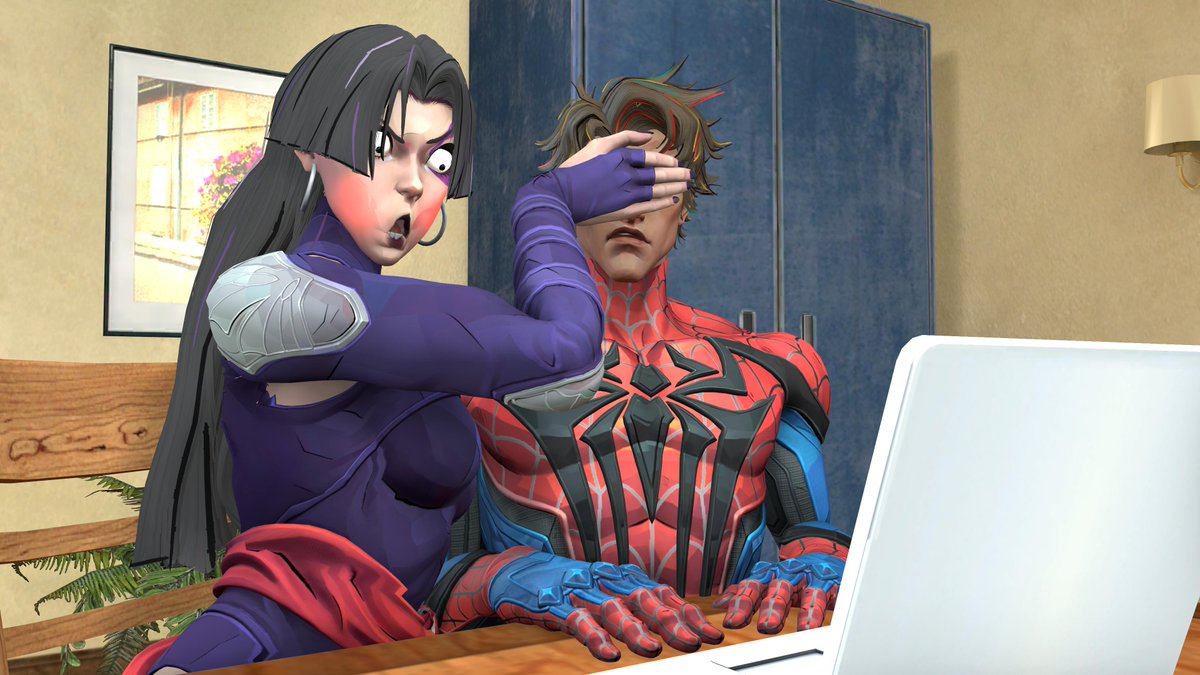 EggheadCobra's tweet photo. Woah...
Sure I'll count it as Spider-Sai fanart. Nicely done!
#MarvelRivals #spidersai #spiderman #psylocke #sfm #sourcefilmmaker #3d #fanart https://t.co/d4JxPGy6XA
