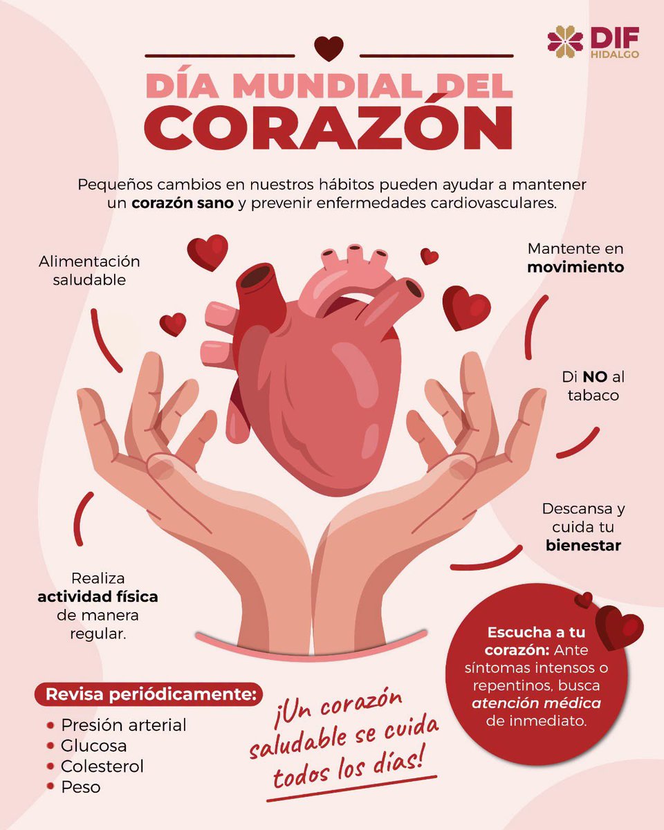 difhgo's tweet photo. ❤️🌎 Tu corazón trabaja todos los días por ti.
En el #DíaMundialDelCorazón recordemos que una alimentación saludable, actividad física y revisiones médicas pueden ayudarnos a cuidar nuestra salud cardiovascular. 
 
#EsPorTi https://t.co/dDIajpSflW