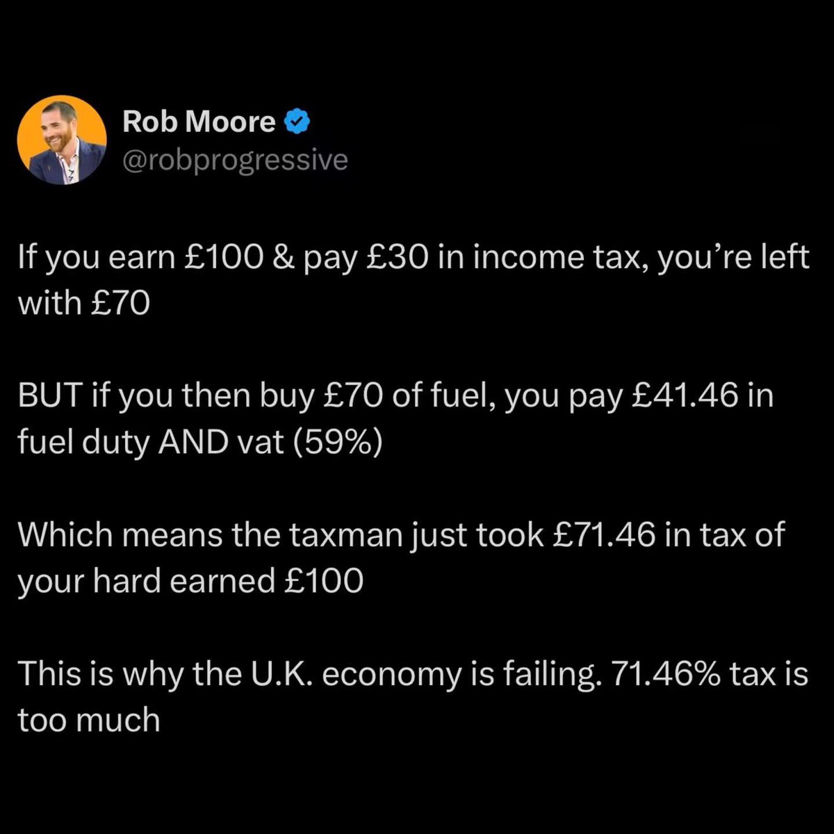JamesMelville's tweet photo. A simple but effective way of explaining how we are being completely tax fleeced by the government. Credit to @robprogressive. https://t.co/AN5oADCa5M