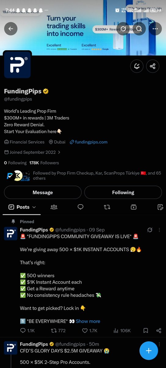 officialn9or's tweet photo. @fundingpips @eqii_77 @kingseidahmed @lilpaandaa @xau_behailu @dpdinesh82
Done hopefully I get a chance to win https://t.co/hUKIcath5m