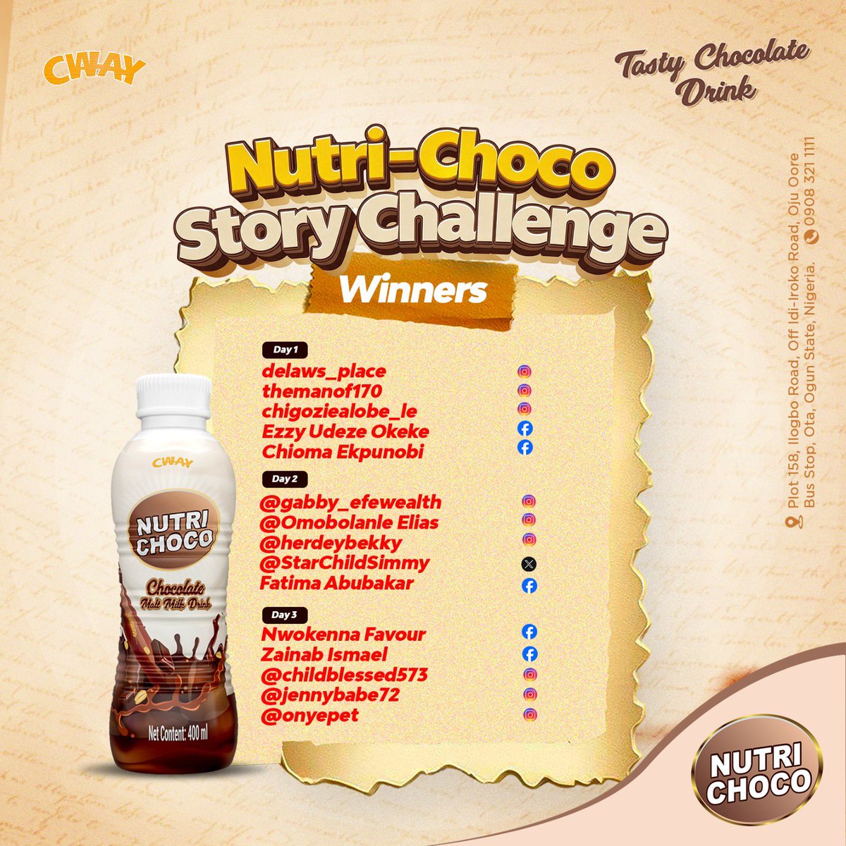 nutri_choco's tweet photo. You gave us stories worth reading. Now, here’s a happy ending for our winners! 

Congratulations to our #NutriChocoStoryChallenge winners! Kindly send us a DM within 48 hours to claim your prize.

Thank you to everyone who joined in. Didn’t win this time? There’s a next time, so stay close! 

#NutriChoco #TastyChocolateDrink