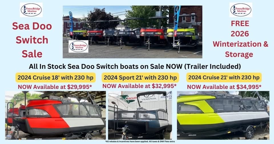 PennyBridgeNY's tweet photo. Sea Doo Switch Blowout SALE - Full New Boat Warranty. FREE 2026 Winterization & Storage Call today 845-786-5100
#seadooswitch #seadoo #seadoolife https://t.co/W5aziLZFjc
