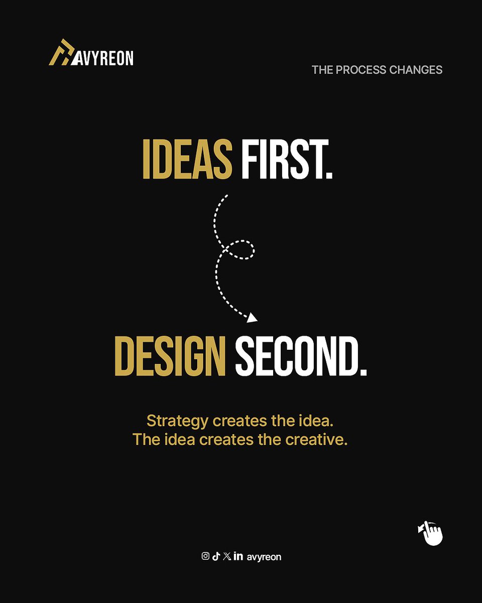 Avyreon's tweet photo. You didn’t need another design. You needed a reason for it to exist.
Aesthetics can disguise a weak idea but they can’t rescue one.
At Avyreon, we question the idea before touching the pixels
No direction? Don’t design yet.
What should your brand make people understand?
@Avyreon https://t.co/IVUequFs8f