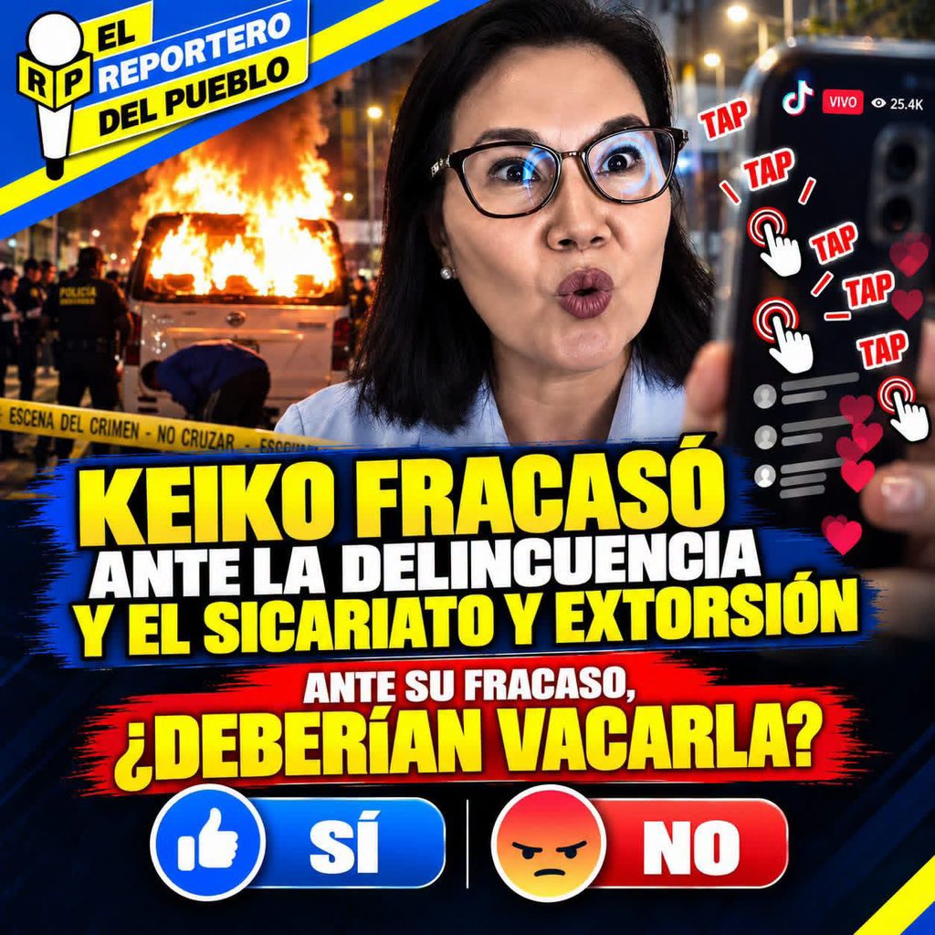 mirecarhuas's tweet photo. No fracasó; si ni una sola acción hizo para combatir la criminalidad. Ella ha estado feliz de la vida en New York y en tiktok TAP TAP
#FueraKeikoRata #FueraAstudillo #VacanciaYa https://t.co/0khCGcssEX