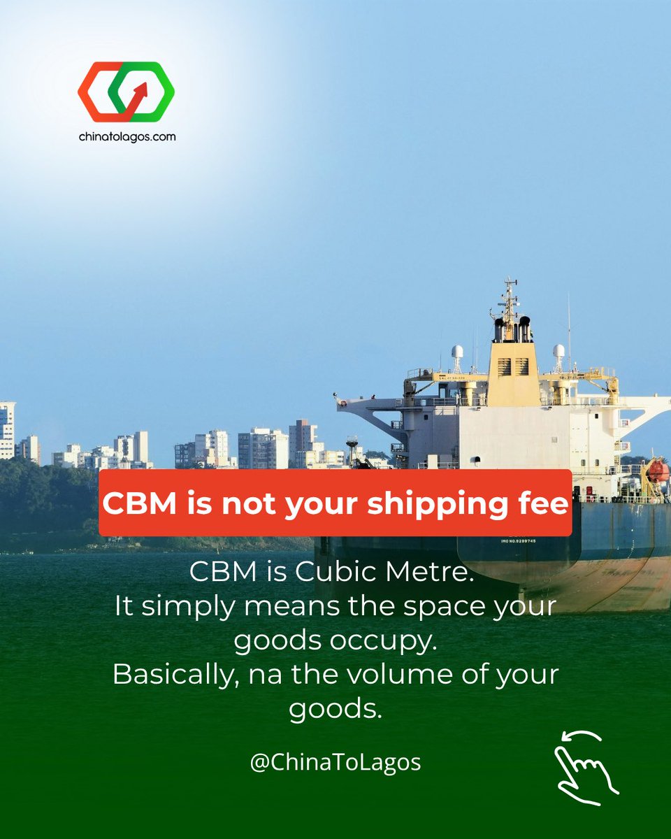 ChinaToLagos's tweet photo. If you dey import from China, know your CBM! CBM tells you the space your goods occupy, and that space can affect your shipping cost. Know your volume. Plan better. Avoid surprise costs. Need help shipping to Lagos? We go run am for you, no shaking. DM us or call 09064989091. https://t.co/C2oXD1c08C