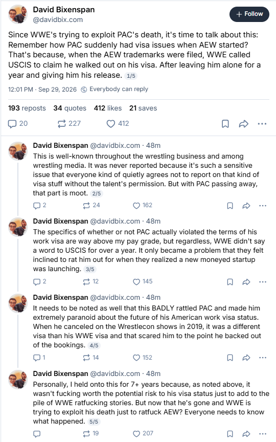 moonsaultpress_'s tweet photo. from bix's bluesky re: Pac, WWE, and Visa issues...

perhaps foolishly, i believe that WWE may still move the youtube airing of the AAA show. it seems ghoulish for even them to still counterprogram, but i figured this context was important if what he's saying is accurate https://t.co/5qpwJY8gtd