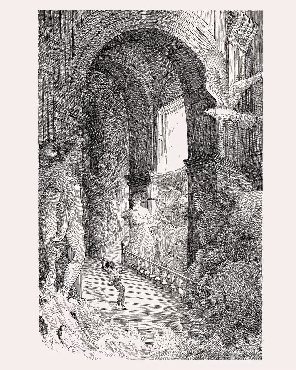 piranesiblues's tweet photo. So i found 6 of the 7 piranesi illustrations from the broken binding edition. Art by alice cao !! (@/alicecaoillustration on instagram

I couldn't find the one of the first vestibule with the minotaurs. If anyone has it PLEASE SHARE IT WITH ME I NEED IT https://t.co/Zbk00fz5bn