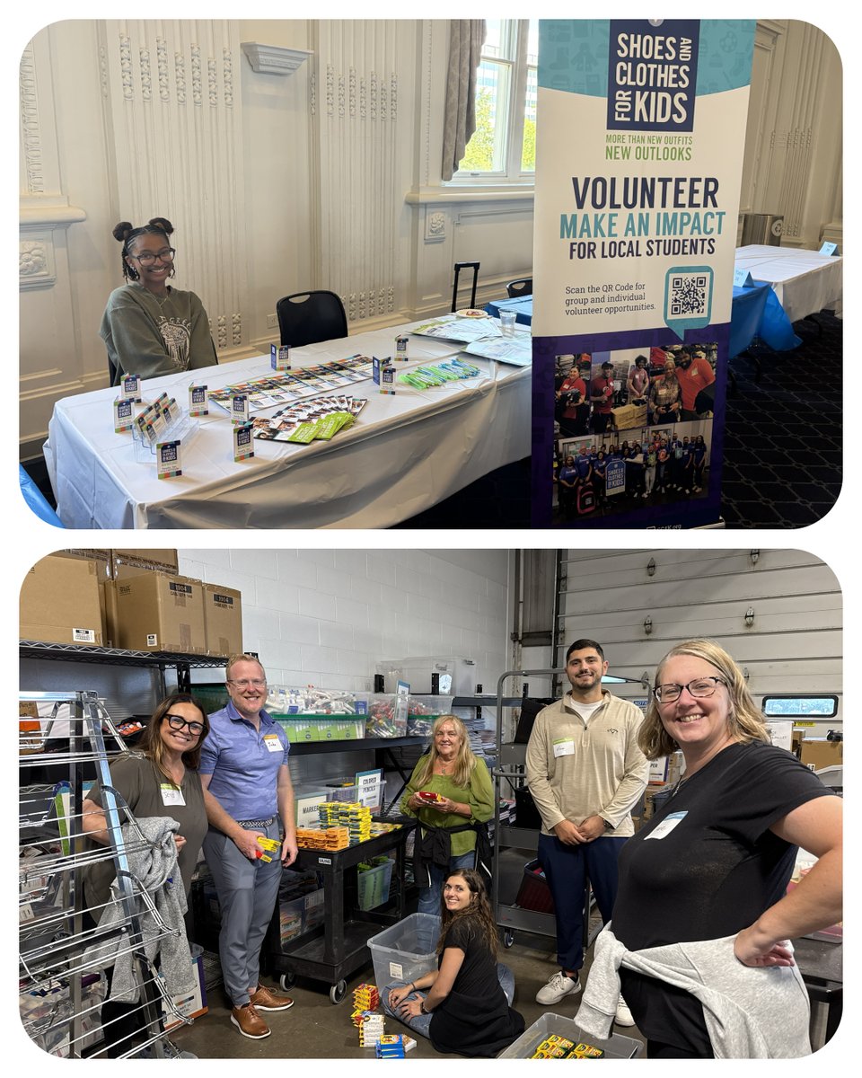 SC4K's tweet photo. We’ve been busy at SC4K! 💙 Autumn &amp; Shavonne connected with future volunteers at @cwru's Fall Community Service Day last week, while @_W_A_G_ &amp; NPR Group helped prepare our space for renovations and Teacher Shop shopping. Want to help? Volunteer with us! 👟📚 https://t.co/zCCqjyvpSH