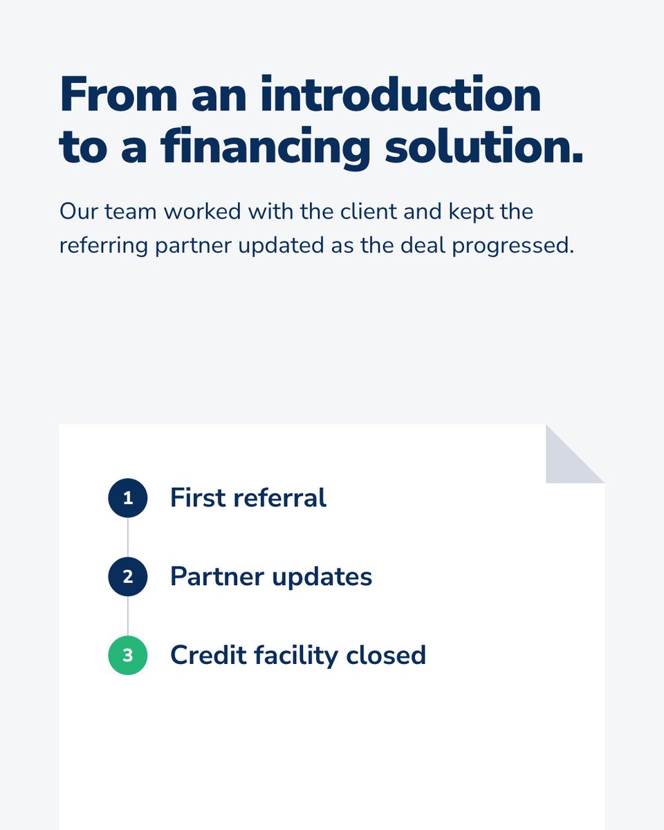 DripCapital_Inc's tweet photo. An advisory firm’s first referral to Drip Capital was an electronics distributor looking to finance inventory.

That introduction led to a $1 million credit facility, with funds following within days of signing. Throughout the process, our team stayed in touch with the referring partner.

A first deal, and a working relationship to build on.

Read more about our channel partner program: https://t.co/vUr9TSDjZZ