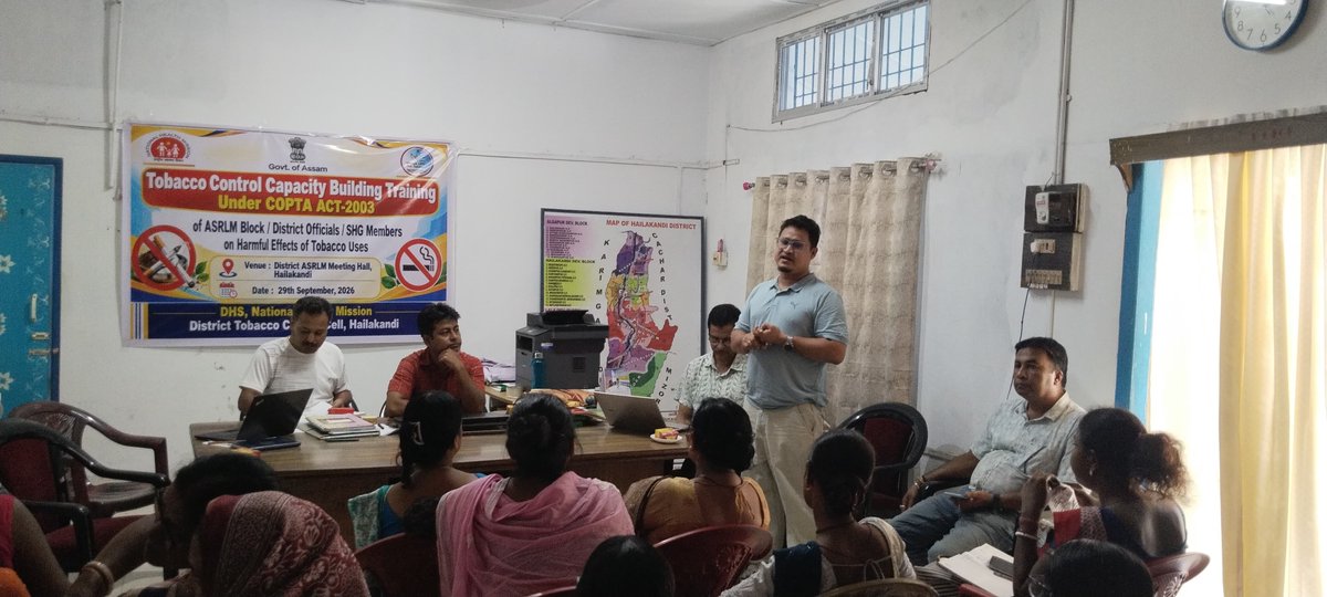 dc_hailakandi's tweet photo. Today, the District Tobacco Control Cell, Hailakandi, held a training session on tobacco control and COTPA Act provisions at the District ASRLM Office Meeting Hall, raising awareness about health hazards.
@CMOfficeAssam  @diprassam https://t.co/SAufBSbdub