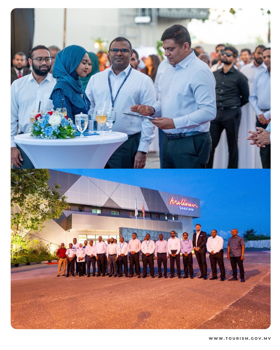 MoTmv's tweet photo. Minister of Tourism and Civil Aviation, Hon. Mohamed Ameen, officially opened the upgraded Maldivian Seaplane Terminal at Velana International Airport this evening.

The terminal now features a larger Huvandhuma Lounge, an expanded outdoor area, a new entrance, a children's corner and an additional VIP boarding gate, offering passengers a more comfortable start to their seaplane journey.