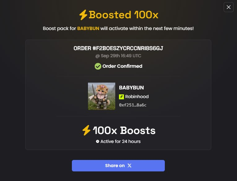 BabyBundleCat's tweet photo. 100x Dex Boost has now been Paid for $BABYBUN https://t.co/nxJ1D3oB0T