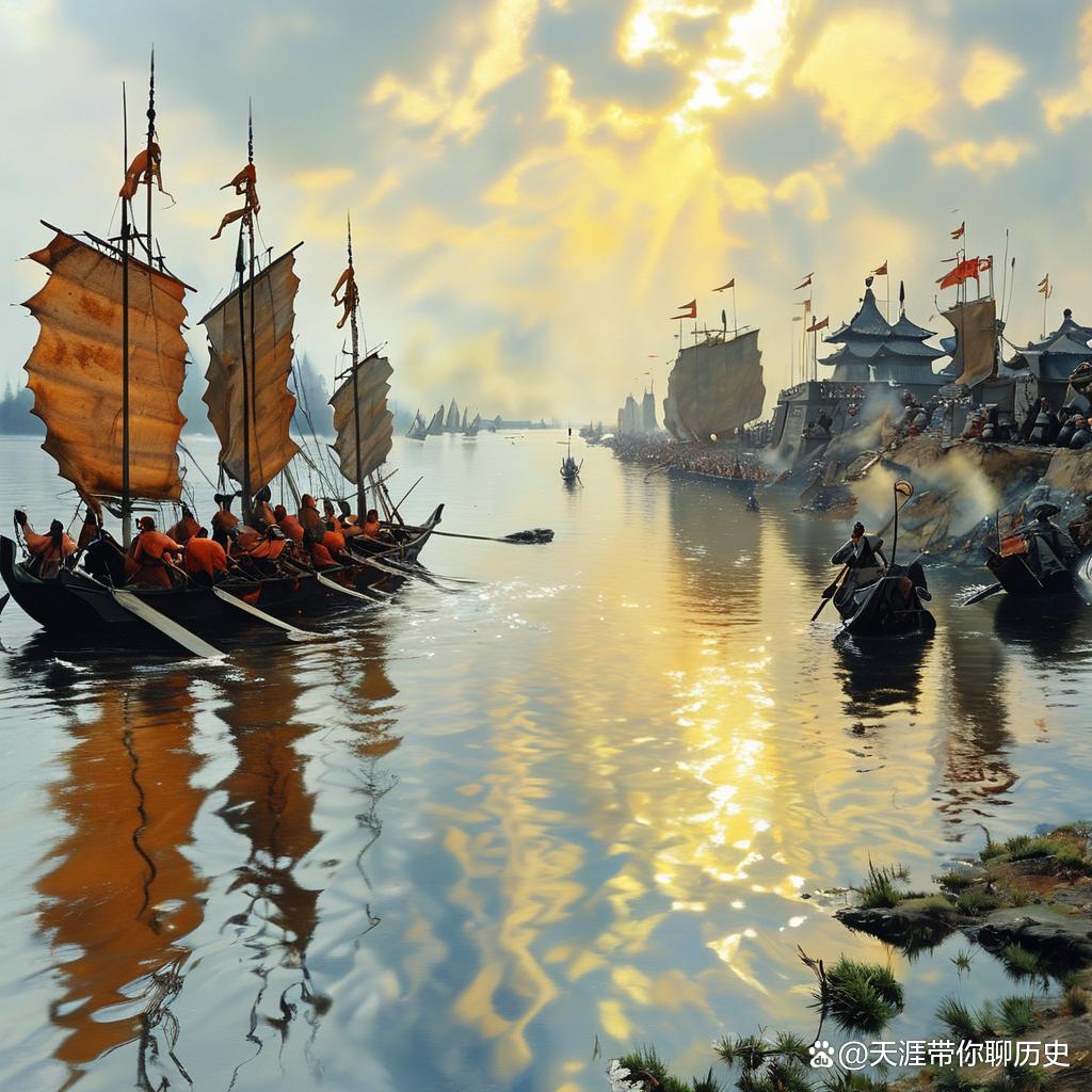 vexoz3517's tweet photo. A scene in the ancient Zhai Palace shows a sharp battle on the Huai River, with the lonely warship’s side (舷) swaying slightly, making people feel a deep sense of regret (懊). https://t.co/VkVhHREL7R