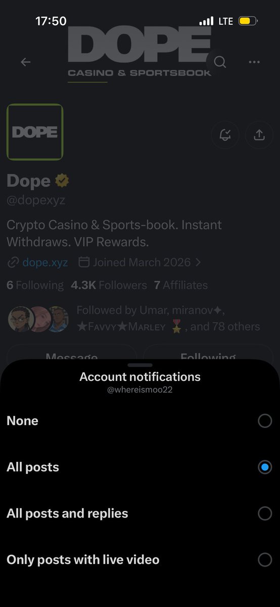whereismoo22's tweet photo. @Fred_soll @dopexyz HrsF5JJ5e1ffZzo2ZU4F2CqNL74zfQS8QxYTdvTGrvWw

Thanks Fred, Manifesting a first win https://t.co/EnpykkupT9