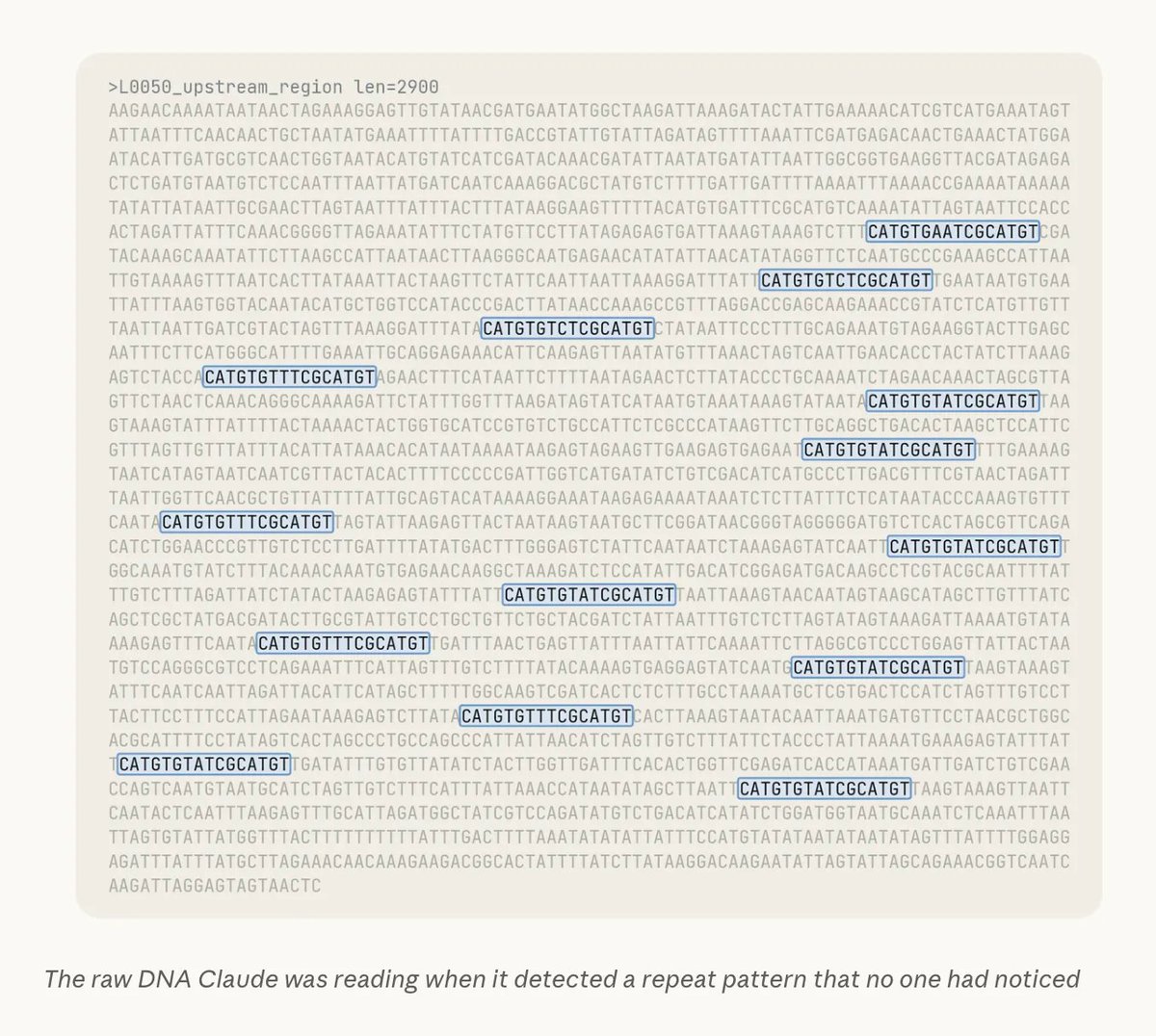 DMattin's tweet photo. This week's instalment of The Download newsletter is live!

Here's the lead story...

Anthropic recently announced a new molecular biology research group, complete with its own ‘wet lab’.

It hasn’t taken long to see results. This week, the team announced that they’d set 950 Claude agents loose for 21 hours. And the agents came back with a biological system no human has spotted, which looks to be a cousin of the gene editing system CRISPR.

CRISPR exists naturally as a defence system that bacteria use to fight viruses. When a virus attacks, the CRISPR system saves a small piece of the virus’s DNA, so that if the virus comes back it can recognise that virus and cut it up. But about a decade ago, scientists realised that they could use the CRISPR system as a kind of programmable pair of scissors, able to find and edit almost any gene.

These Claude agents hunted through more than 200,000 enzymes and found a structure that looks strikingly like CRISPR. When it found the pattern, one of the agents exclaimed that it was ‘…spectacular: I can see by eye a tandem repeat array … that’s a CRISPR-like … repeat array?!’

Anthropic are being transparent about the limitations here: no one knows yet what this new system can do, or whether it can edit genes. But no less a scientist than MIT professor Feng Zhang, one of the pioneers of CRISPR genome editing, said:

This is an exciting example of how AI agents can contribute to biological discovery. The identification of RNA-repeat arrays associated with reverse transcriptases is genuinely intriguing and merits further investigation. I hope this work encourages more scientists to explore how AI can support their research.

⚡️ The Download:

A while back we saw software stocks bouncing around every time Anthropic announced a new plug-in or design tool. Are we going to see a similar phenomenon in life sciences and other stocks, driven by AI-fuelled science?

In truth, as Anthropic have made clear, it’s too early to say anything meaningful about the scientific, and market, implications of this particular discovery. But if it does turn out to have the makings of another major gene editing platform, that is huge.

For now, the news is a powerful signal of the kind of future that is ahead.

One in which AI operates at the knowledge frontier, generating new insights at what feels like lightspeed. The feeling — and it’s already one we’re having to get used to — is going to be one of insane scientific and cultural acceleration.

Seen through the lens of the Universal Code, this is AI becoming the compression layer for science. The framework says intelligence advances by compressing the world into patterns: finding the signal hidden in the noise. That’s exactly what happened here. Claude looked at raw DNA and saw a pattern no human had noticed. And the loop is speeding up, because discoveries now feed back into the system faster as the intelligence doing the discovering keeps improving. That’s why it’s all starting to feel so fast.

And what does this mean for us? Increasingly, our challenge will be to make sense of all these new insights and ideas, to sort the useful from the useless, and to try to understand their implications. I’m absolutely persuaded that there will still be plenty of human scientists. It just seems that human science will increasingly become about making sense of what the machines are trying to tell us.