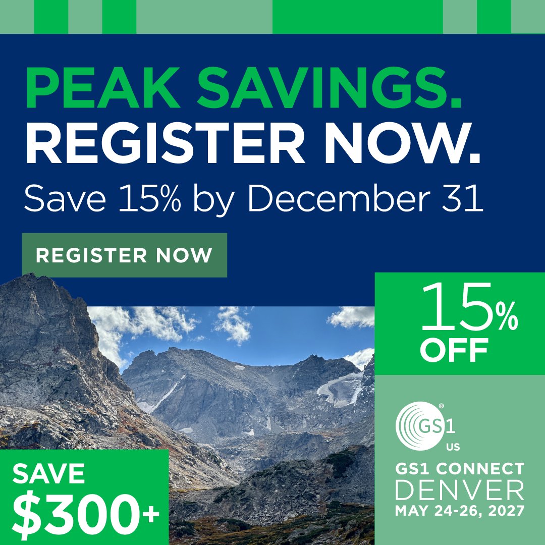 GS1Connect's tweet photo. Start planning for #GS1Connect27 now and get more out of every moment. 

Register now to save $300+ and join us in Denver, May 24-26, 2027! https://t.co/br6IZJ8kgx https://t.co/DSxHkWCfFA