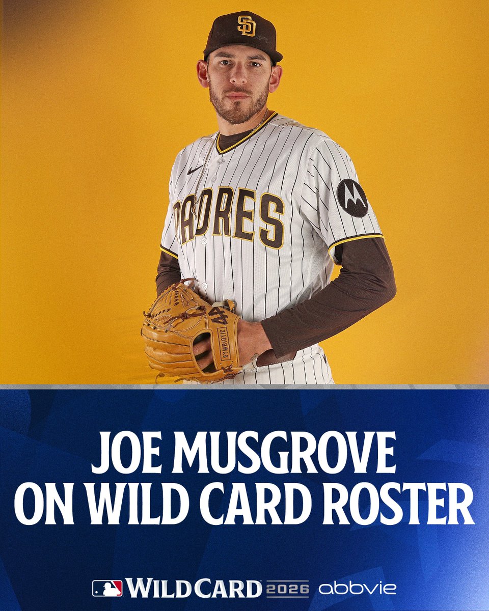 Joe Musgrove, who hasn’t pitched since October 2, 2024 due to an elbow injury, is on the Padres Wild Card roster.

(MLB x @​AbbVie) 
 [📷](https://pbs.twimg.com