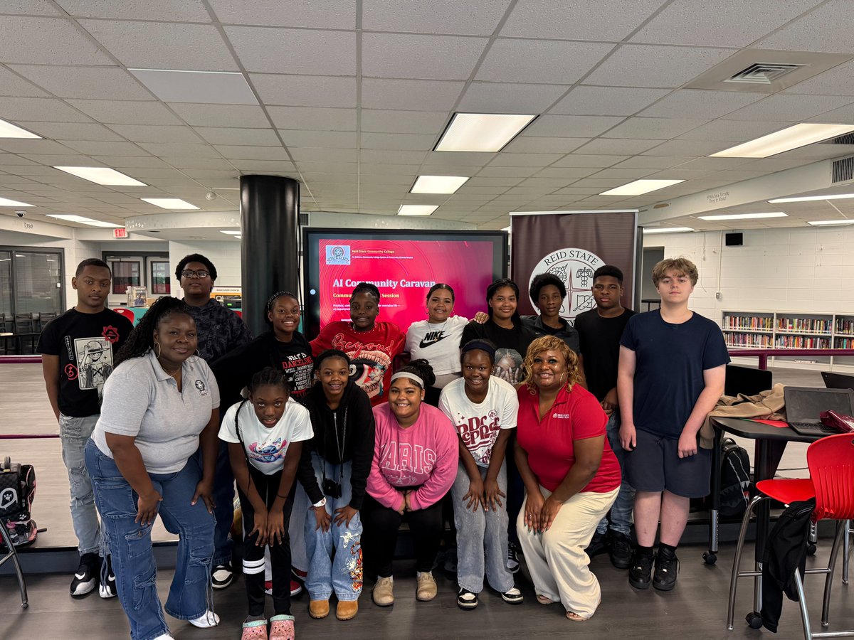 ReidStateCC's tweet photo. Reid State facilitators Jazzma Seay & Courtney Lowe visited @ConecuhCS S.T.E.A.M. Academy 8th & 9th graders on Sept. 25 for the ACCS AI Community Caravan, sharing insights on everyday AI & responsible practices!
Special thanks to Dr. Adair for hosting our team! #ReidState #ACCS https://t.co/tcquSDxzOL