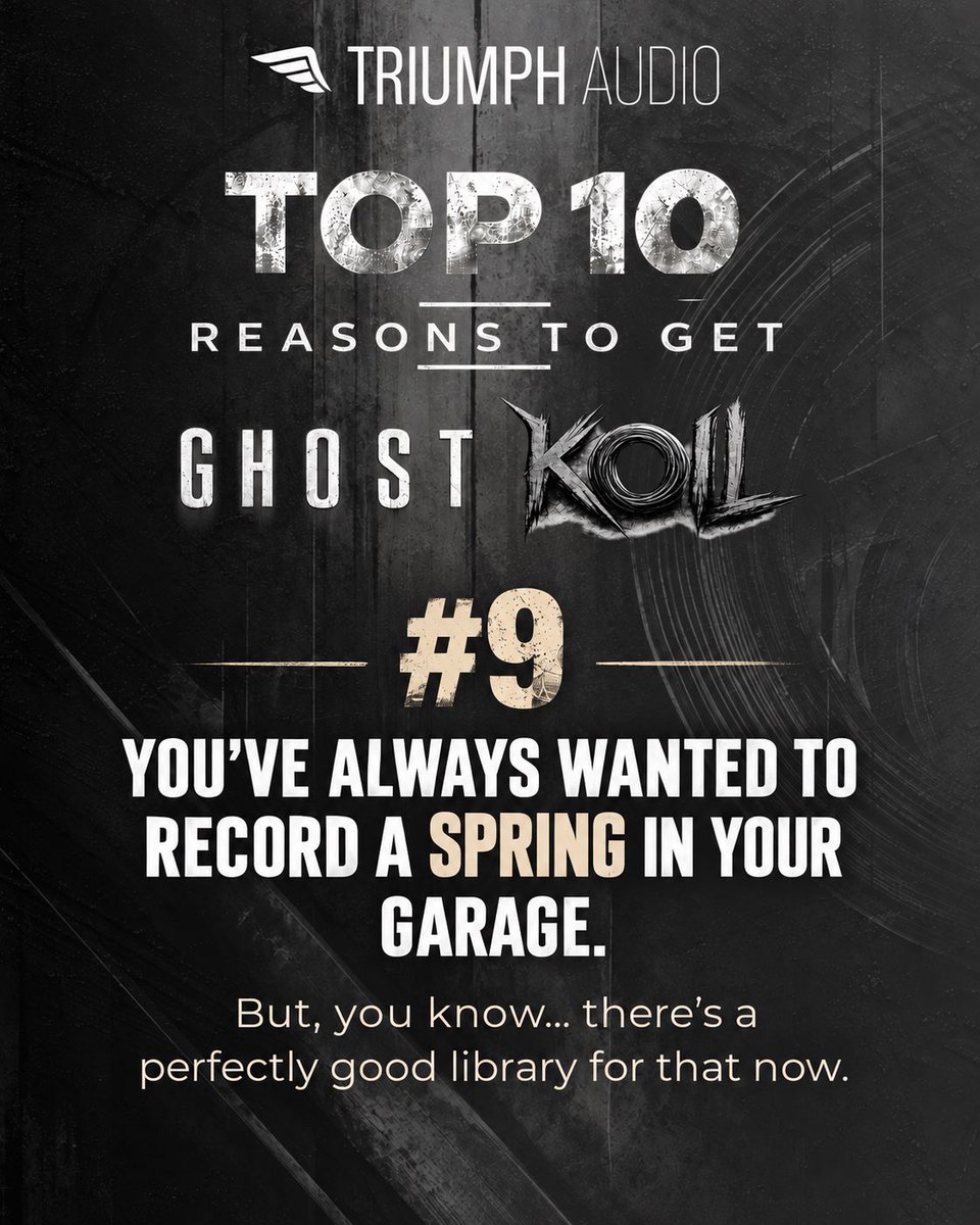 triumph_audio's tweet photo. 10 reasons to get Ghost Koil - pt.1

Some are practical. Some are questionable. All are 100% scientifically proven.
Swipe for enlightenment. 👻🌀

#ghostkoil #kontakt #samplelibrary #composer #musicproduction https://t.co/XTEek19I2s