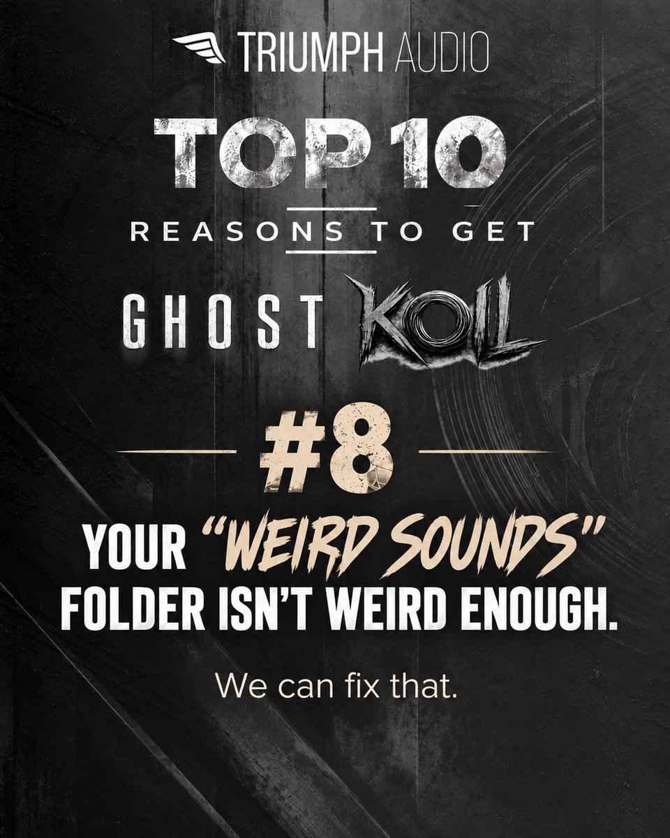 triumph_audio's tweet photo. 10 reasons to get Ghost Koil - pt.1

Some are practical. Some are questionable. All are 100% scientifically proven.
Swipe for enlightenment. 👻🌀

#ghostkoil #kontakt #samplelibrary #composer #musicproduction https://t.co/XTEek19I2s