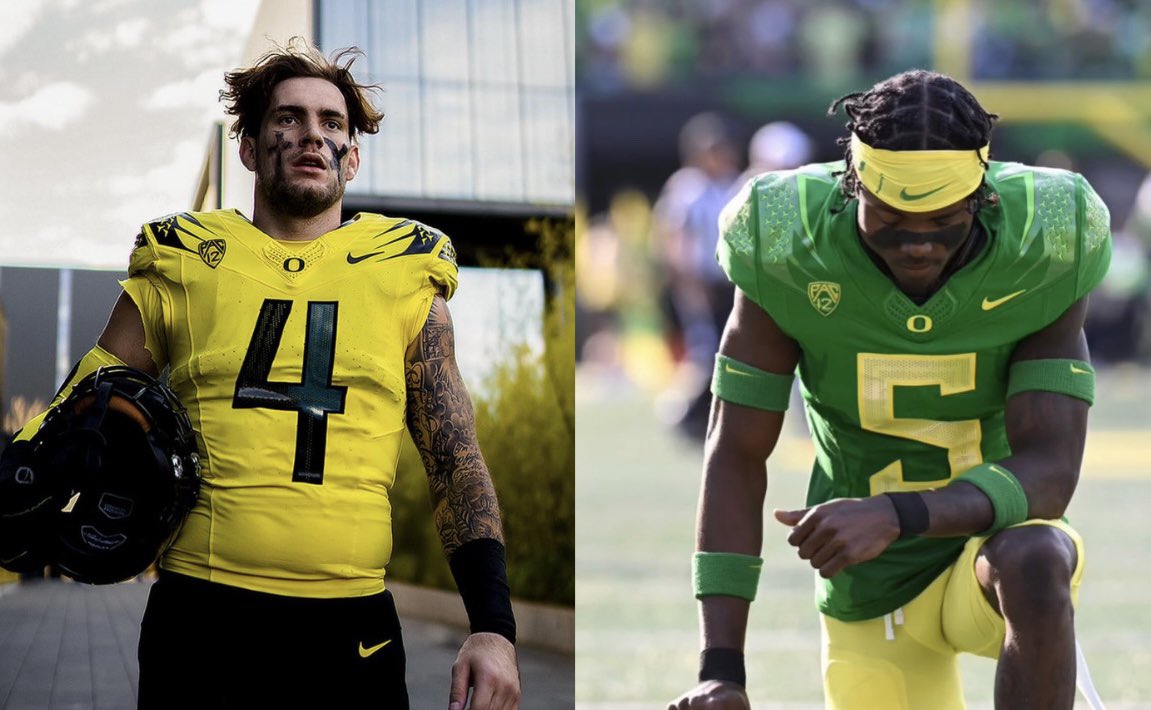 LivCleary's tweet photo. A really meaningful detail on Oregon’s new uniforms:

Hayward Field’s six original running lanes are featured with Lanes 4 and 5 highlighted in honor of Spencer Webb and Khyree Jackson.

Their numbers are also featured inside each cleat.

#GoDucks | @OregonDucks_SI 

https://t.co/AgpMdLTifU