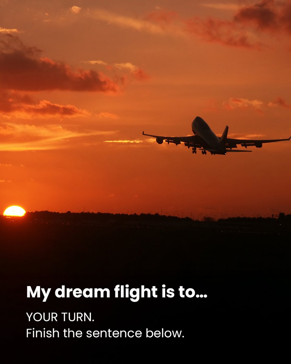 OneTravel's tweet photo. Finish the sentence: My dream flight is to… ✈️

Beach escape? Big city adventure? Somewhere completely off the map? 

Drop your dream destination below, then find your flight on OneTravel.
https://t.co/rDyINqyVn4

#Travel #TravelAssistance #OneTravel https://t.co/YFkFvuNkSg