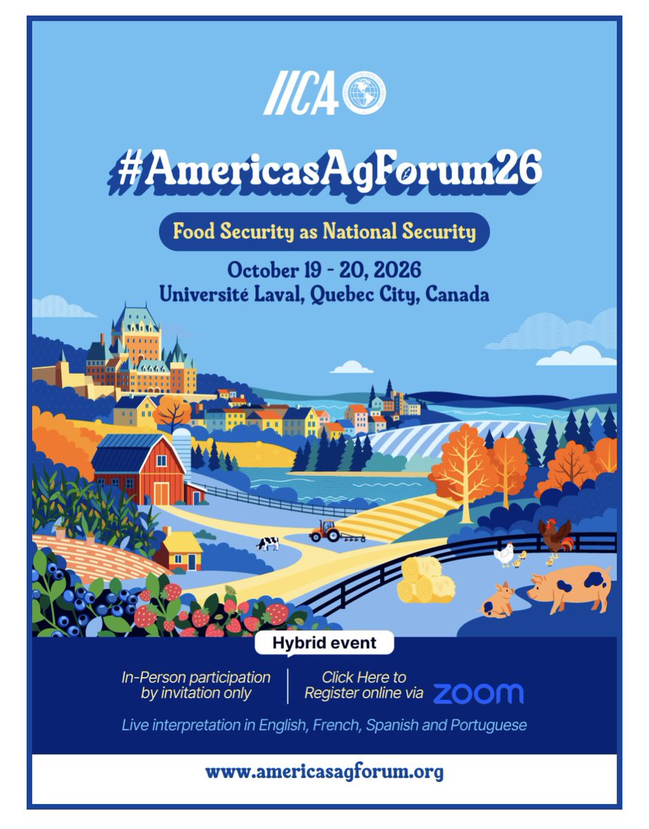 IICABAHAMAS2's tweet photo. 🌎 Agricultural Forum of the Americas 2026
Join IICA Canada virtually Oct. 19–20 to explore innovation, food systems &amp; the future of agriculture across the Americas.
💻 Register: https://t.co/tpTaRSlrqm
#IICA #Agriculture #FoodSystems
#fyp https://t.co/EobMESxbro