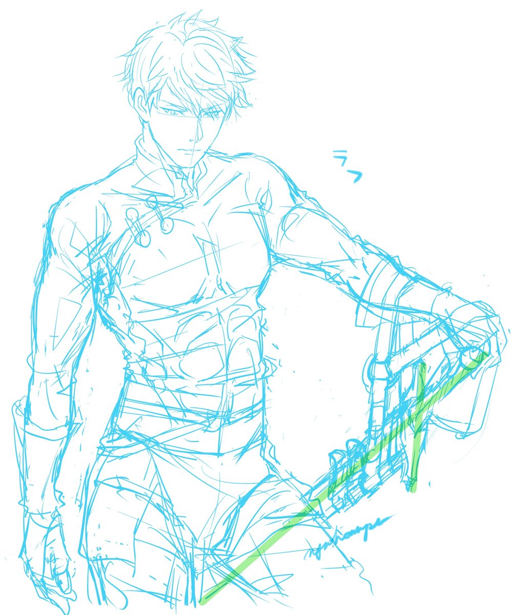 honnpo_nya's tweet photo. 神竜の後継者のオリバ・ランドレイ隊長
背負うタイプの剣ホルダーで描いてたけど、レイさんの時は腰さげタイプだった…泣いた
コミカライズにそろそろ登場では…！？楽しみ！

あとラフで筋肉描いてひとりで喜んでたの寂しいので一緒にＵＰしときますふふ
#神竜の後継者
#ファンアート https://t.co/AgF9ShP3WM
