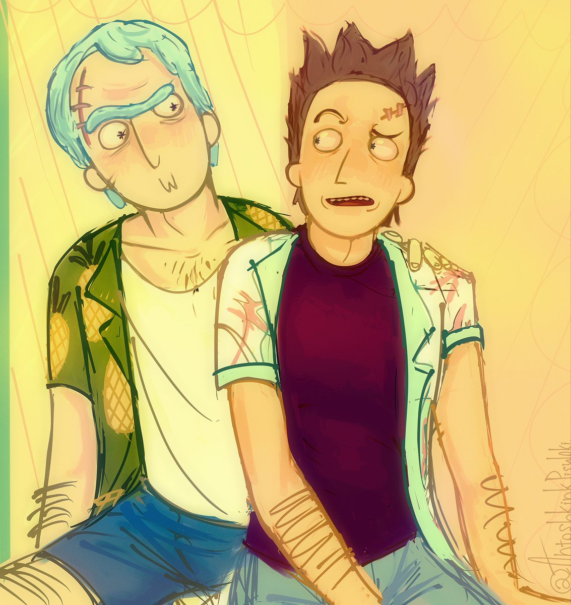 Antoshkayyy's tweet photo. #art #rickandmorty #jerry #ricksanchez #jerrick https://t.co/KeVXOTnD90