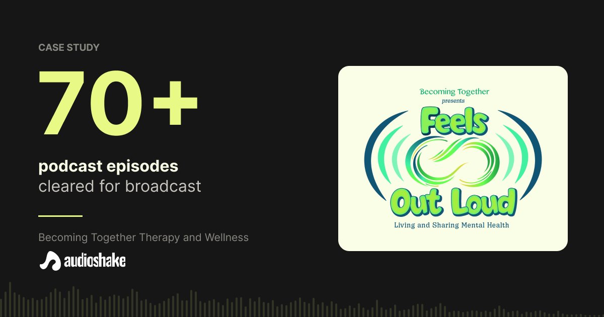 AudioShakeAI's tweet photo. A therapy podcast with 70+ episodes was about to lose its whole archive in a station move — licensed bumper music, baked into the mix, no session files. 

AudioShake's Music Removal stripped the cues out of every episode, leaving the speech untouched.

https://t.co/ZdkDrWRS8S https://t.co/pTj57anctQ