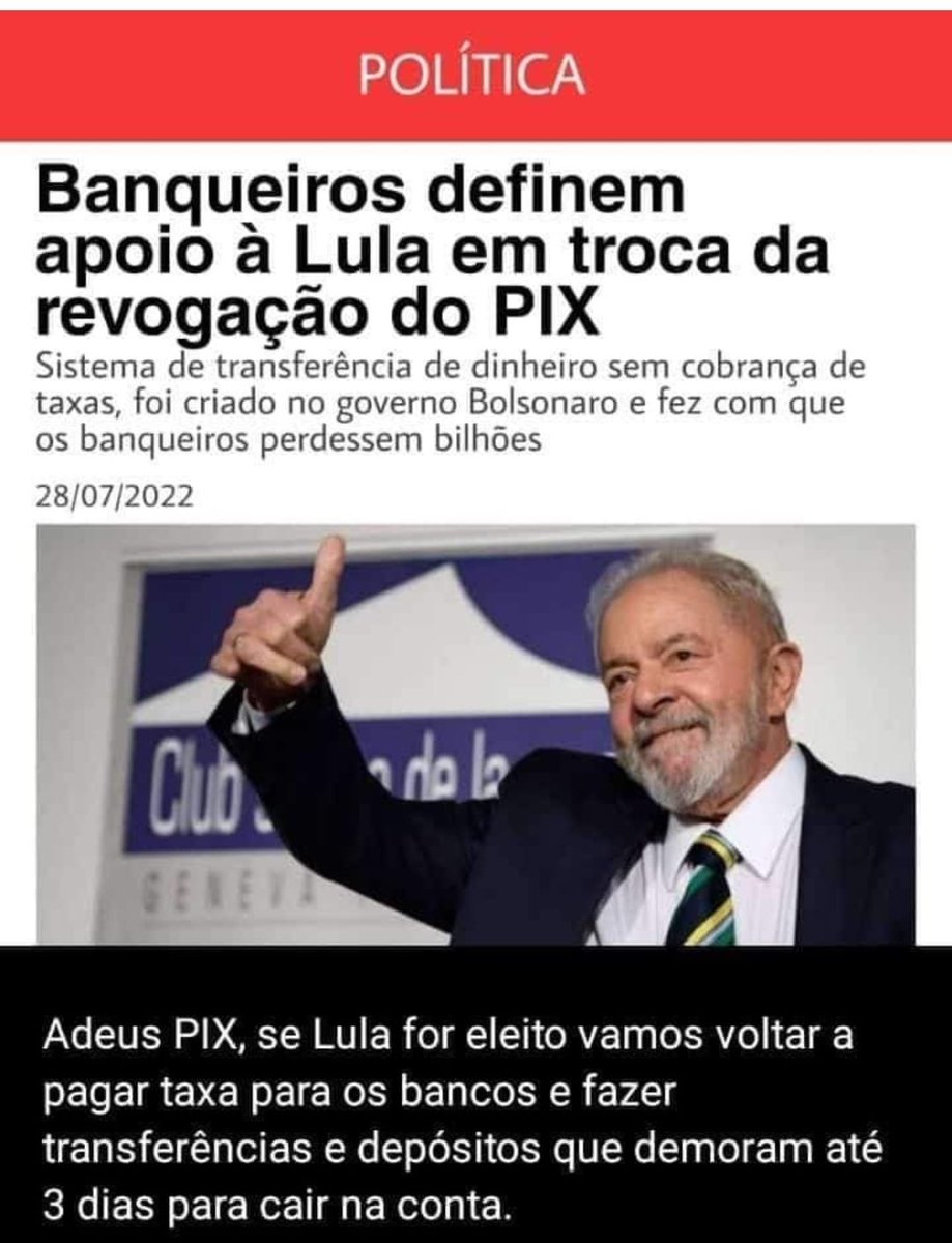 ClaudeLuca_'s tweet photo. LULA SEMPRE FOI O CANDIDATO DOS BANQUEIROS. https://t.co/zLg95XKhpy