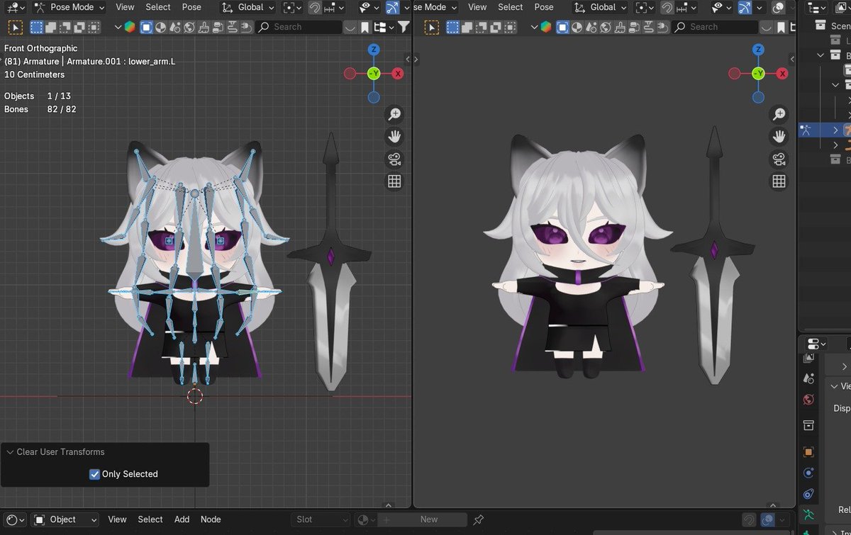 Lunyuuu__'s tweet photo. WIP :3 @Kitsu_Itami_

me vs 82 bones and somehow im still alive lmaoo ><

she can finally move guyss 😋 . should i post the prieview ? 👀

#WIP #3D #3dart #Blender #Vtuber #chibi #smallartist #artmoots #artmootsㅤ https://t.co/idpKUiBQP0