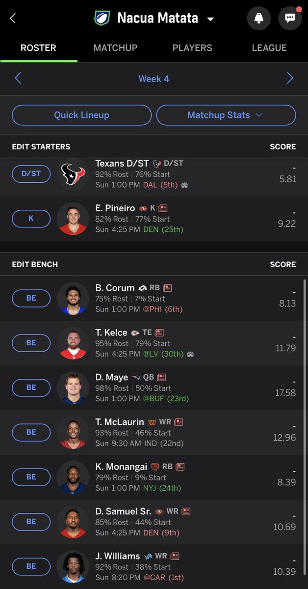 Bobby_yeaney's tweet photo. @FantasyPros 10 man, no trades https://t.co/jEkmC4zpsf