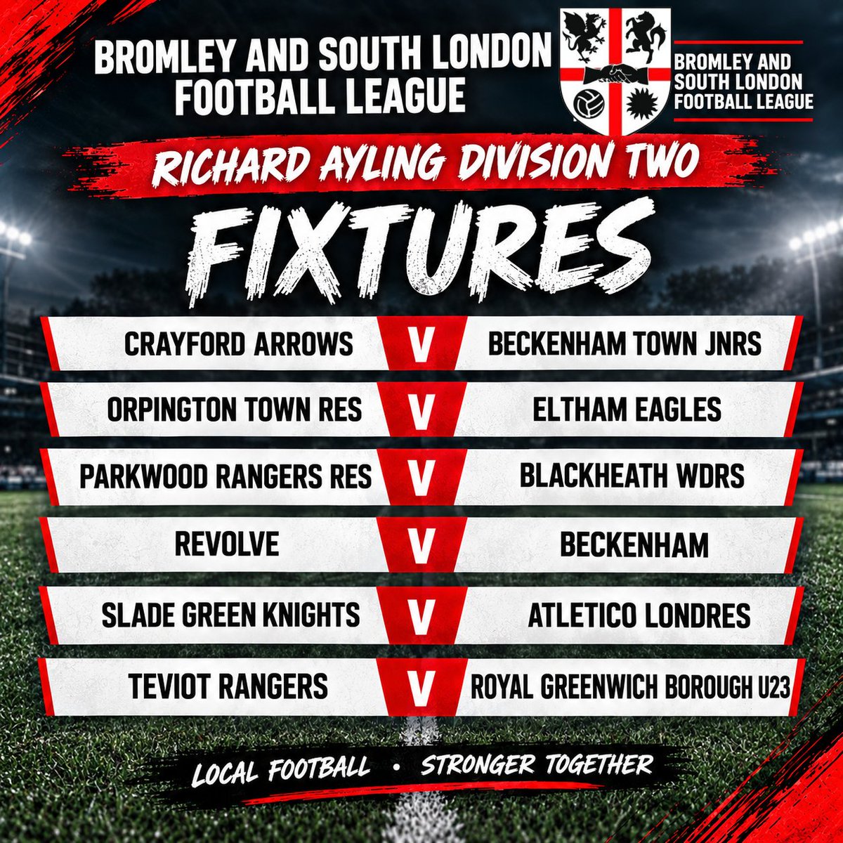 BASLFL's tweet photo. Full set of fixtures in the Richard Ayling Division two this week. https://t.co/RotQC8KhTT
